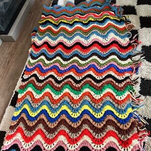 1970s Crocheted Afghan Throw